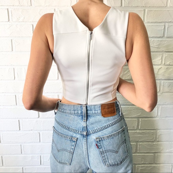 Dynamite white exposed zipper sleeveless crop top - Picture 2 of 8